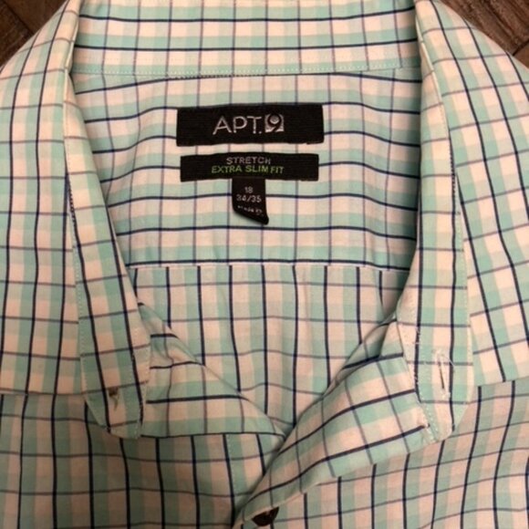 ❄️ ❄️ Winter Sale ❄️ ❄️ Apt. 9 Men Plaid Shirt Stretch Slim Fit - Picture 3 of 6